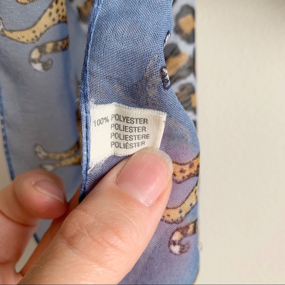 SOLD Blue Sheer Scarf Made in Italy Leopard Print - Picture 4 of 7